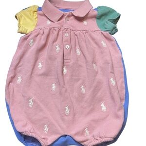 Ralph Lauren Color Block One Piece Romper  Pink, Blue Green and Yellow Size 3M